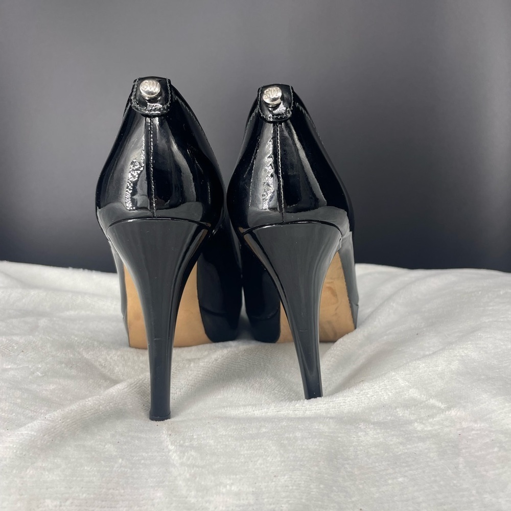 Stuart Weitzman Patent Leather Peep Toe Platform Heels Made in Spain Size 5.5 - Picture 6 of 9